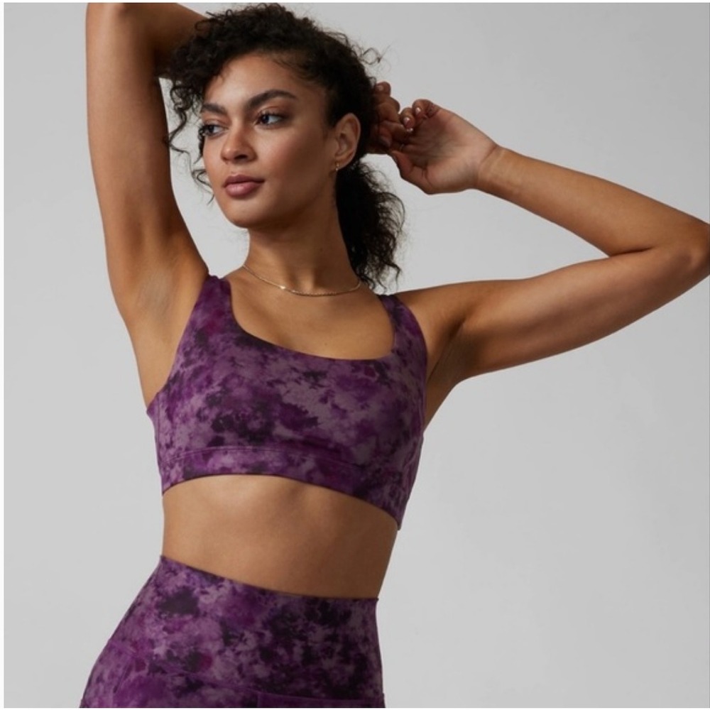 Athleta Exhale Printed Purple Tie Dye Bra